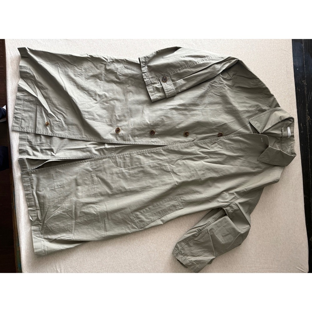 Margaret Howell MHL Olive Green Cotton Trench Coat Single Breasted Longline